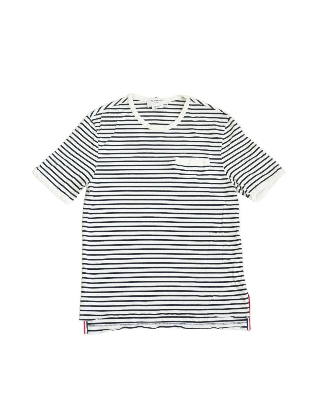 Thom Browne White Stripped Tee Shirt Pocket Tee Size 0